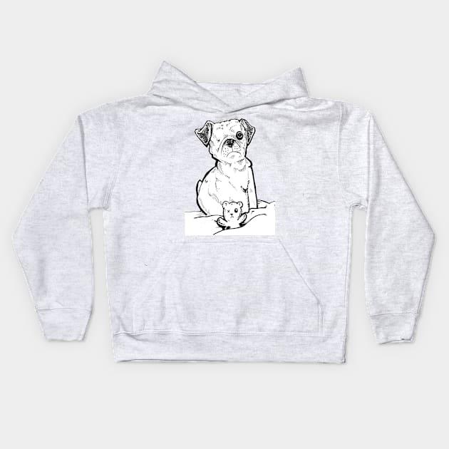 One Eyed Pug dog and his best friend Kids Hoodie by silentrob668